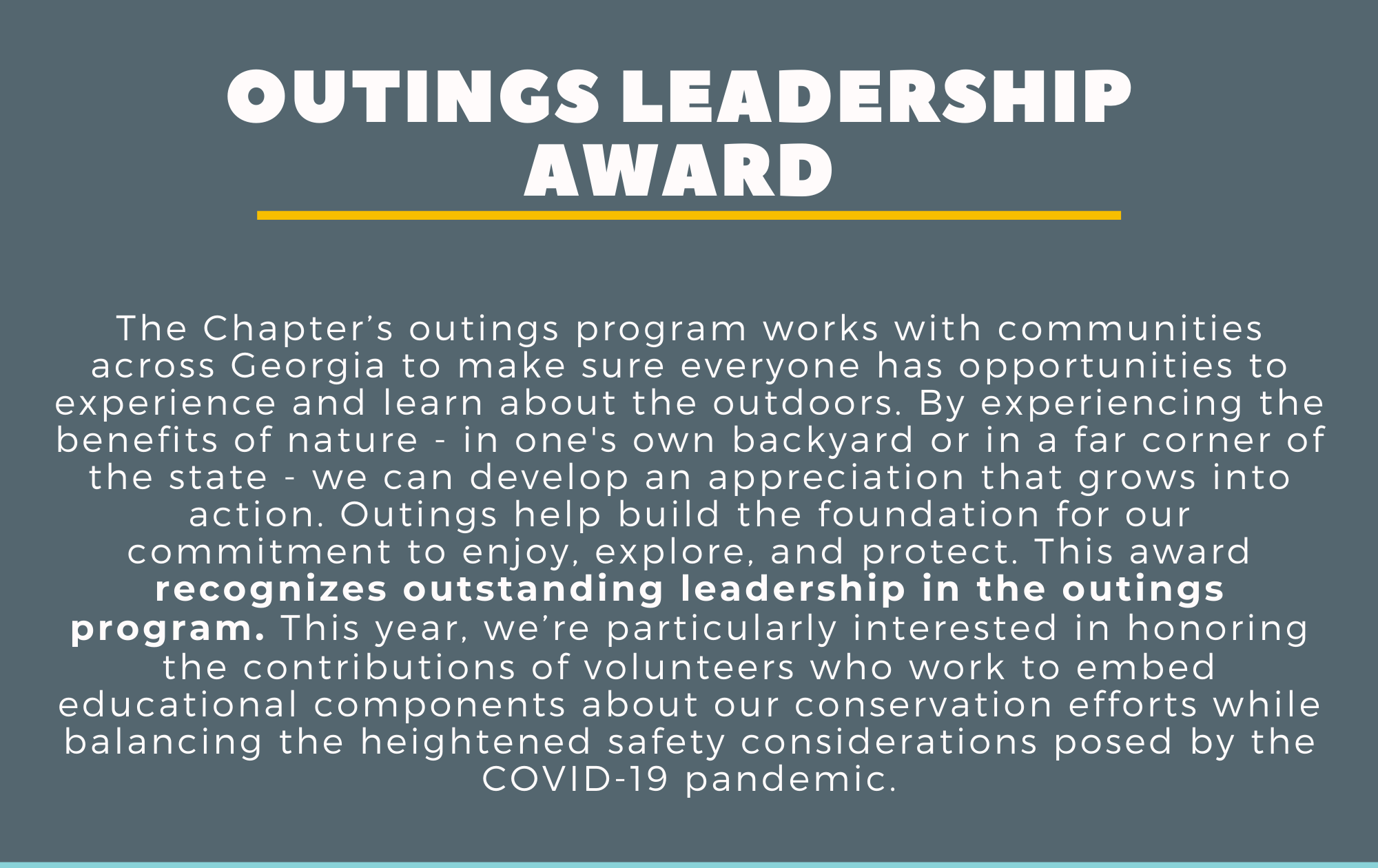 Outings Leadership Award