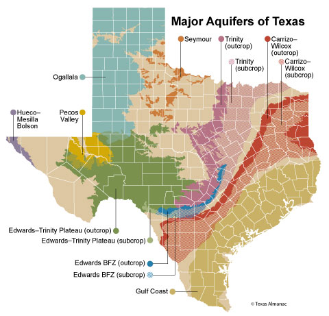 Major aquifers of Texas