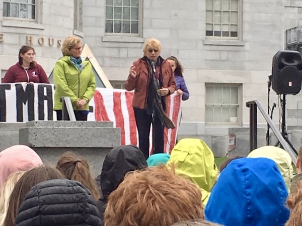 Governor Janet Mills addresses young Mainers at the Youth Climate Rally 