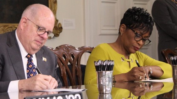 Bill signing, Gov. Hogan and Speaker Jones