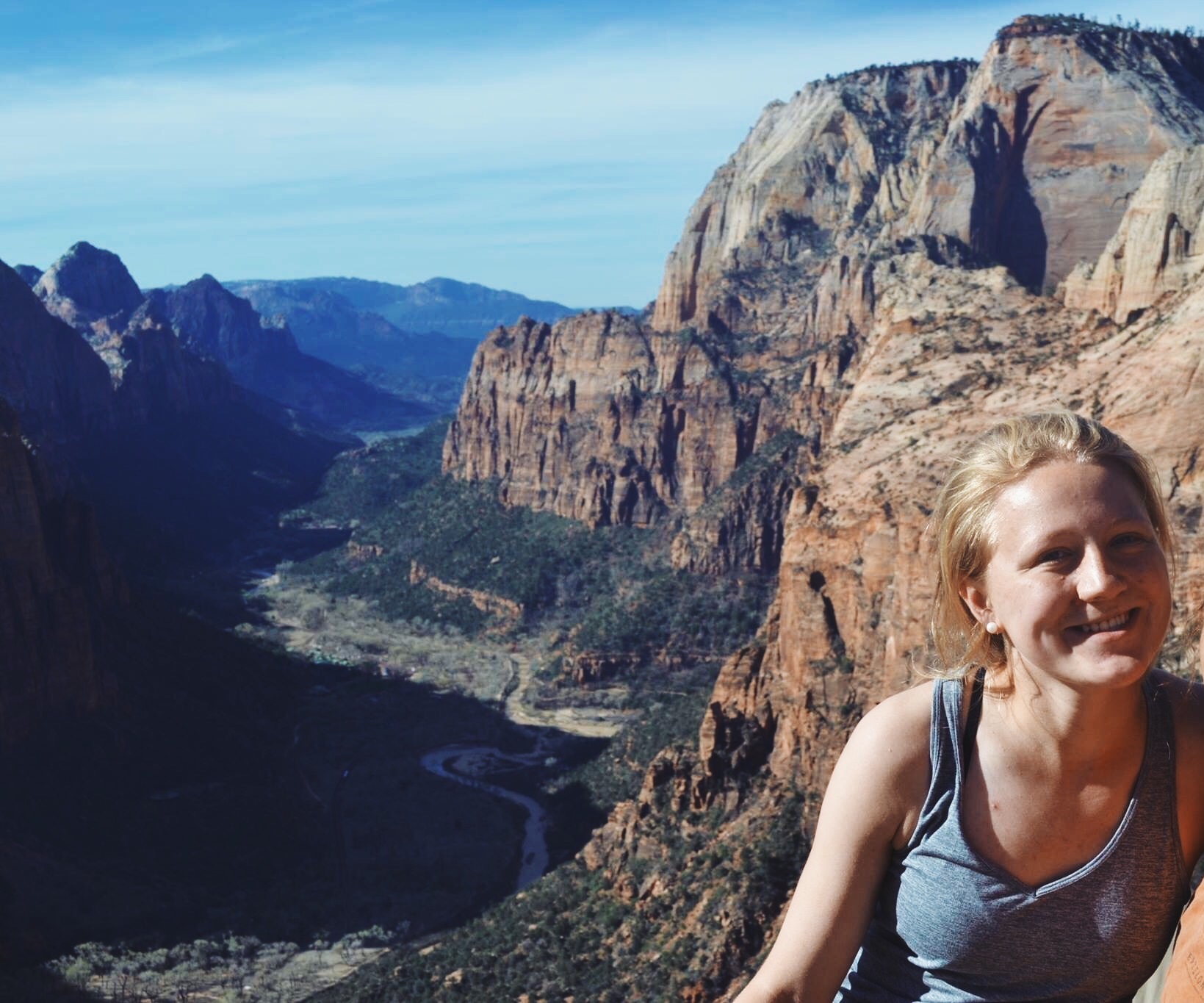 Tori Molyneaux on top of Angels Landing in Zion National Park
