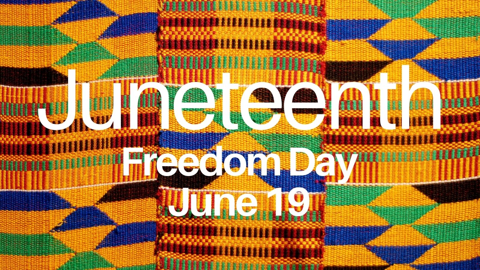 African cloth in black, green, red, yelllow with word Juneteenth