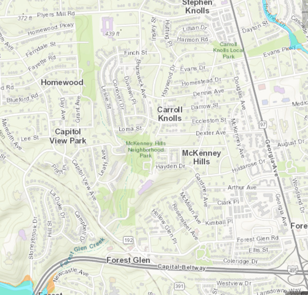 Map showing location of Capital View Park