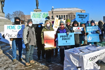 Photo of activists advocating for a Prove It First sulfide mining moratorium. Photo credit: Tom Thompson