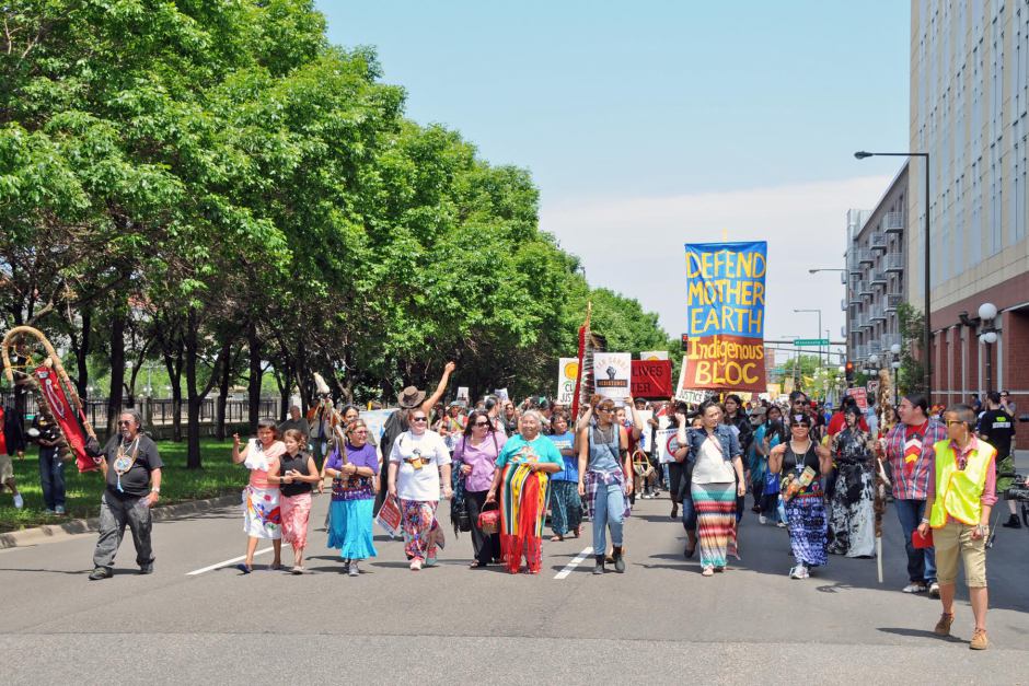 The Indigenous Bloc Leads the March - Photo by Tom Thompson