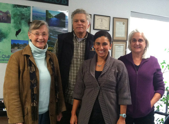 Chapter excom member Rue Furch, Conservation Chair Tom Roth, Shoshana Hebshi and Sonoma Group Chair Suzanne Doyle meeting at the Environmental Center in Santa Rosa on November 2. 