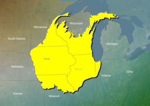 Map of the Midwest showing area covered by Jordan aquifer