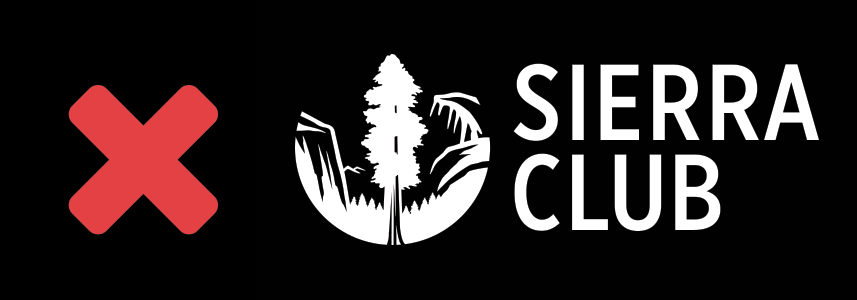 incorrect usage of the white sierra club logo, with white tree