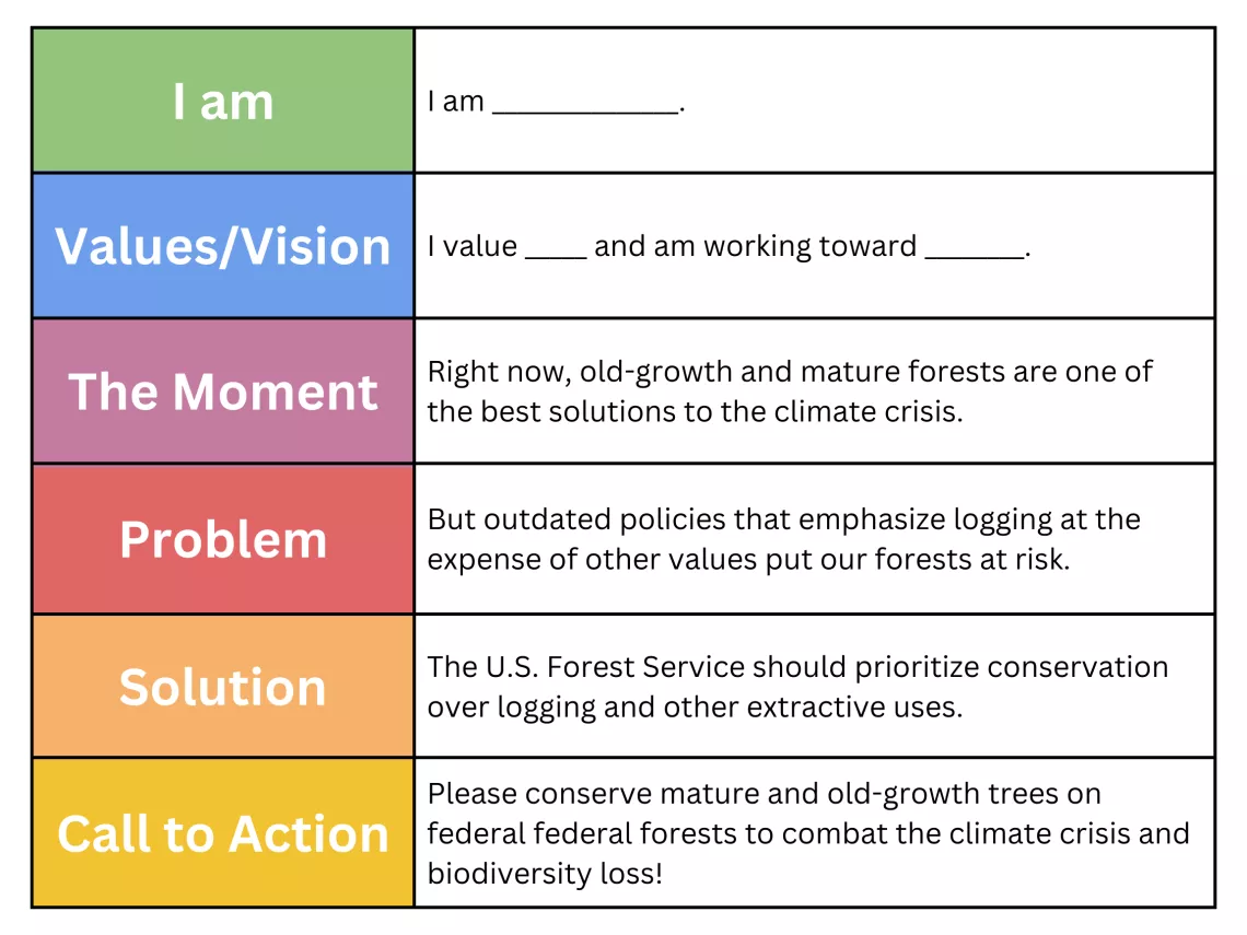 I am, vision, the moment, problem, solution, call to action.