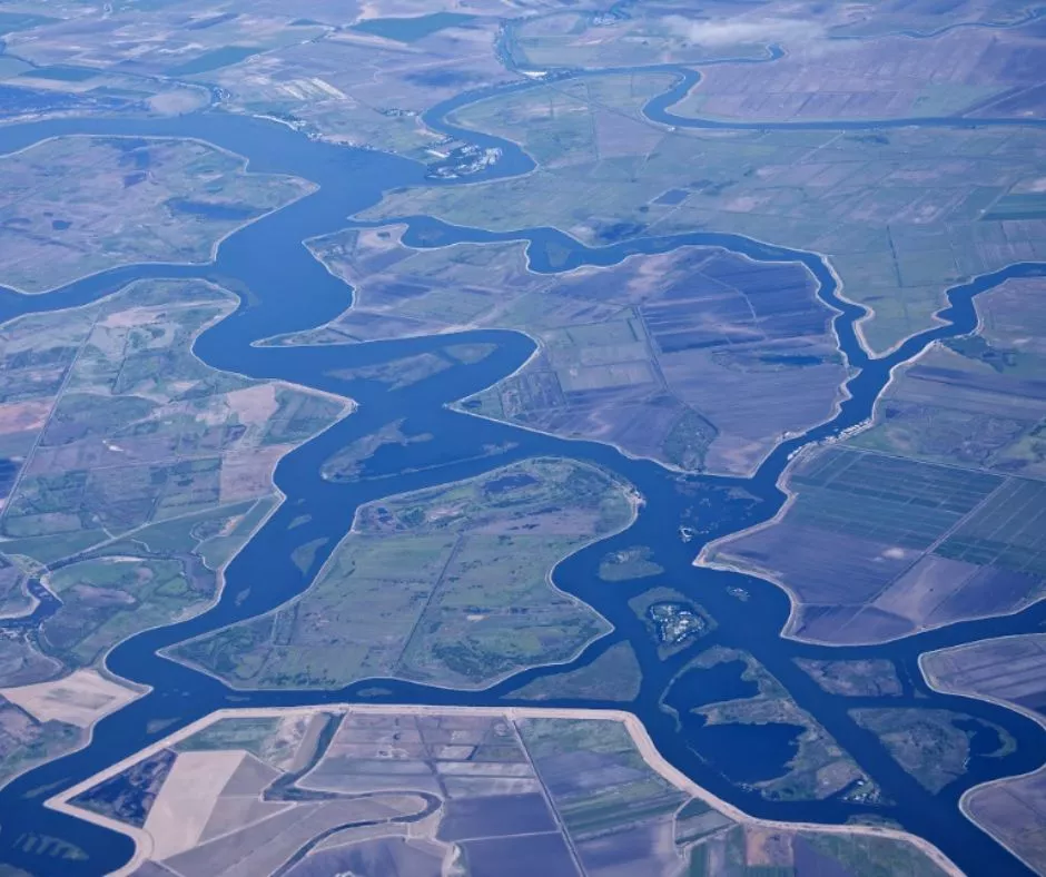 Sacramento delta from the air