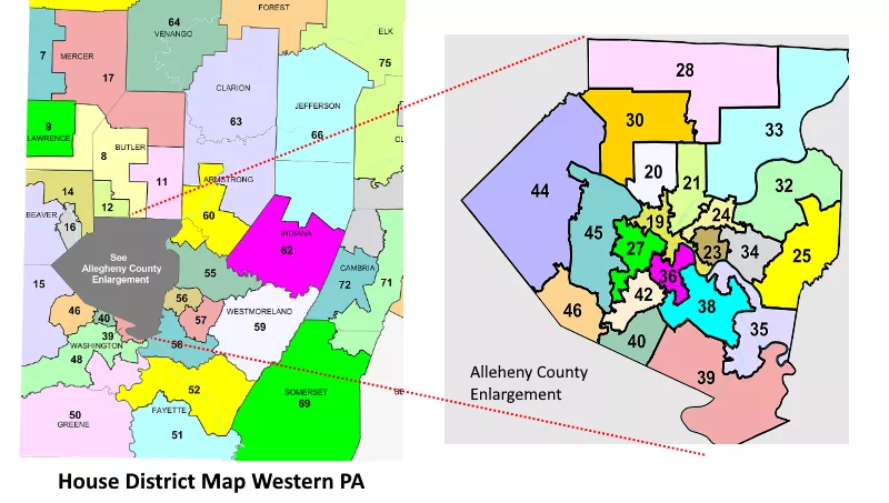 PA House Map western PA