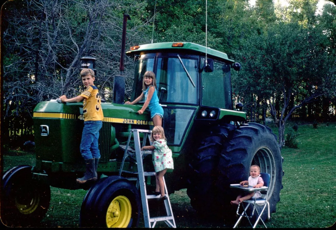 Connie and her siblings doing a special farm chore for Father’s Day