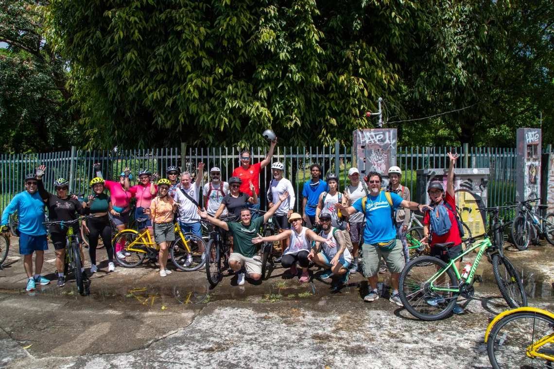 a group of bicyclists posing