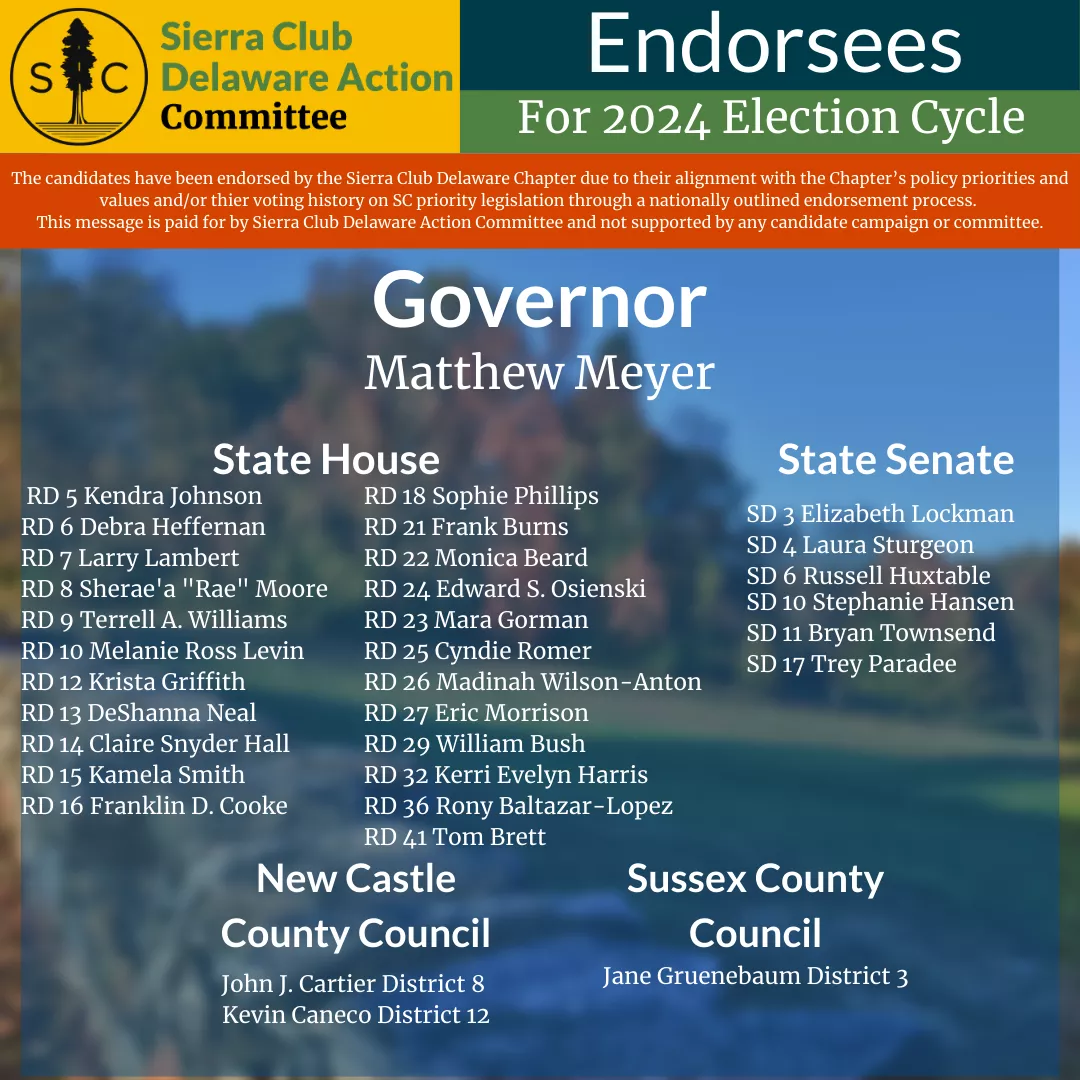 Endorsement slate for Delaware General Election