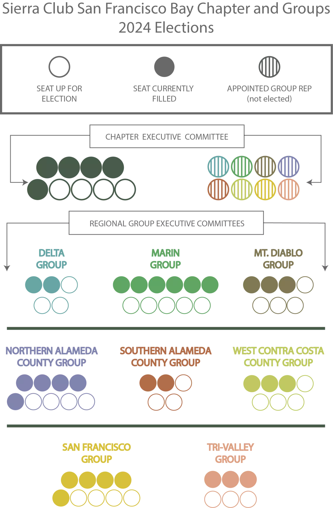 Open seats diagram for 2024 chapter and group election