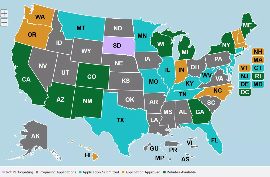 Map of rebates available