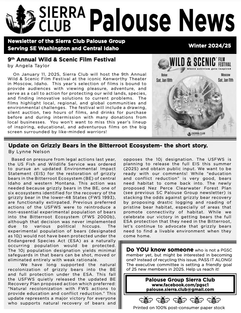 screenshot of palouse group print newsletter 2024