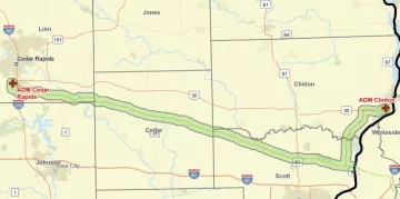 route of the Wolf Carbon Solutions pipeline