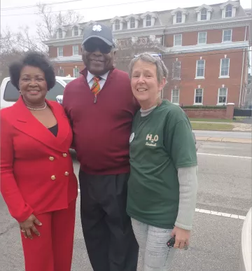 Rep. Clyburn poses with Rep. McDaniel and Pamela Greenlaw, chair of the Midlands Group of the Sierra Club at the recent Black History Parade on February 25, 2023.