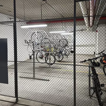 Gerry Kingsley's bike in a storage cage