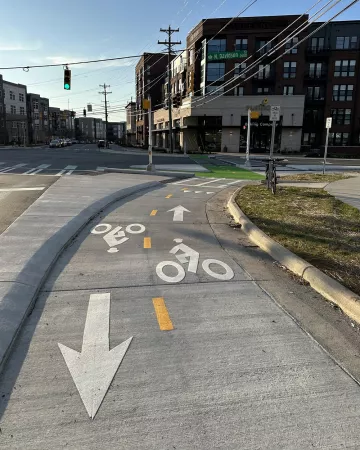 A protected bike lane in Charlotte NC