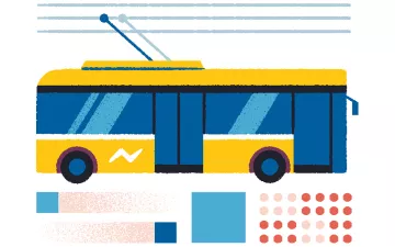 Illustration shows the side of an electric bus