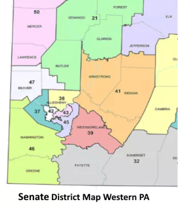 Senate District Map Western PA