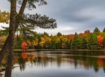 Fall colors along the shores of Church Pond in Paul Smiths, New York