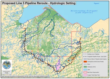 A colorful map shows the hydrology of the Bad River Reservation and surrounding area.