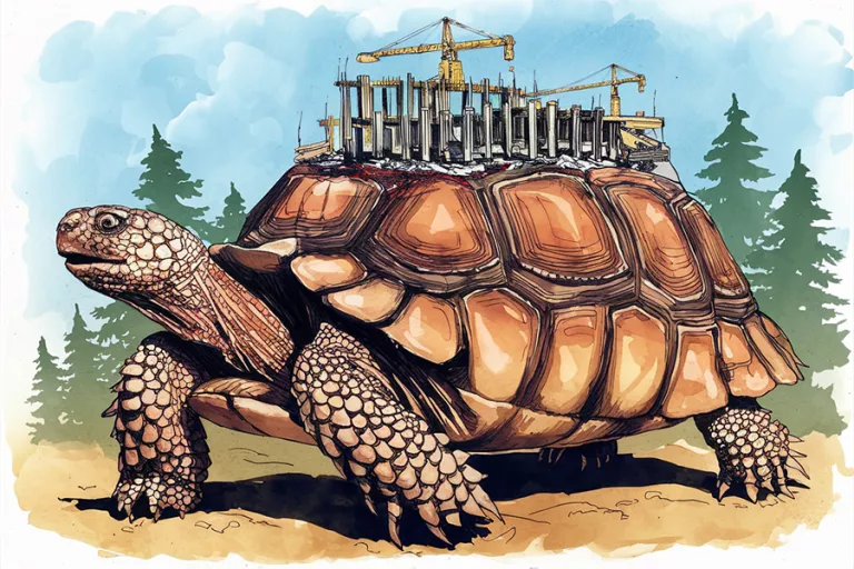 Tortoise illustration showing construction on its back shell