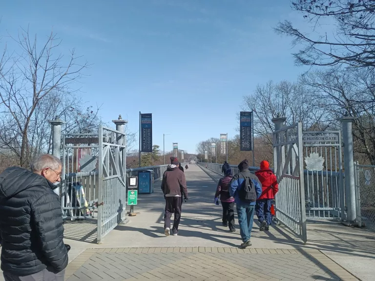 The start of the Walkway over the Hudson a pedestrian path with several people entering