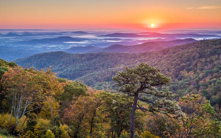 Autumn sunrise in Shenandoah National Park