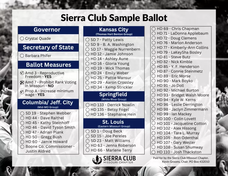 Sierra Club Sample Ballot, with full list below on website for easier reading