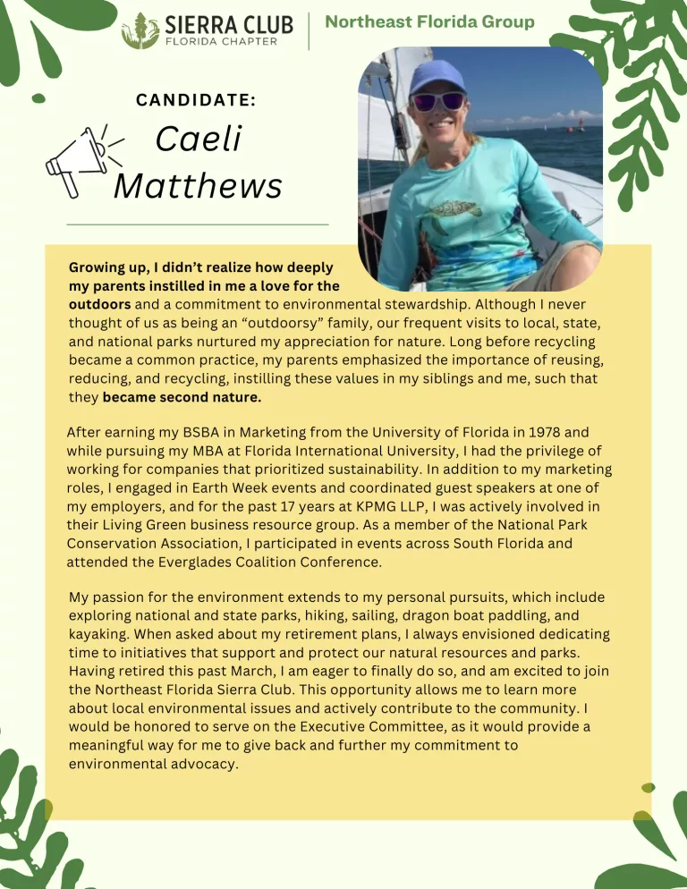 Graphic for Caeli Matthews running for SCNEFL ExComm