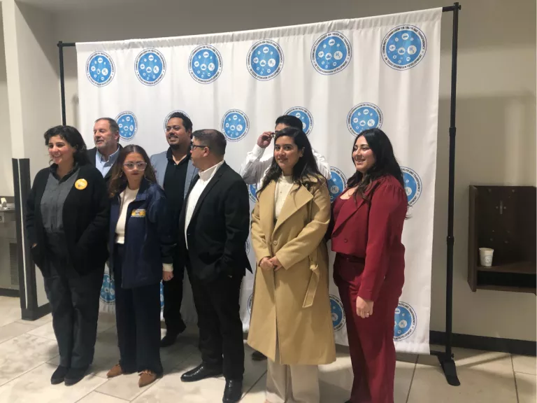 hydrogen hub meeting, people in front of backdrop