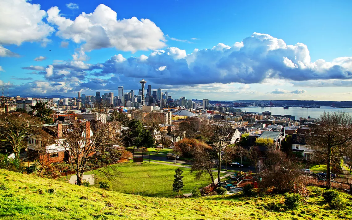 Seattle city skyline with space needle viewed from Kerry Park, Seattle, Washington. | Photo by totororo/Getty Images