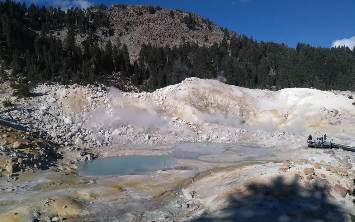 View from the boardwalk at the end of the Bumpass Hell trail. | Photo by Jenny Qi 