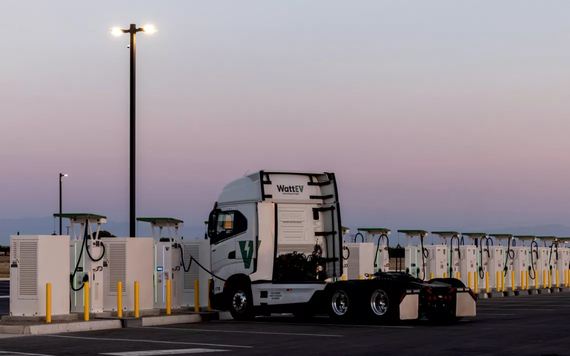 A WattEV charging facility in Bakersfield, California.