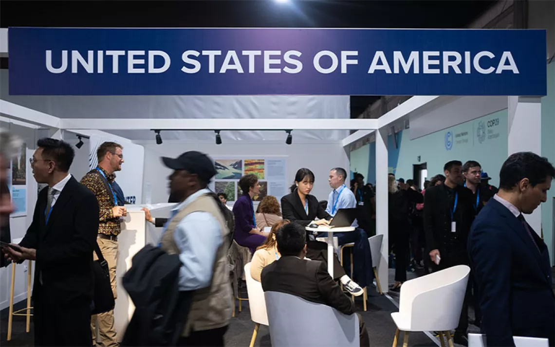 The US delegation's station at COP29