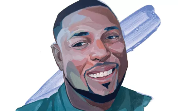 Illustrated portrait of Xavier Boatright smiling at the camera