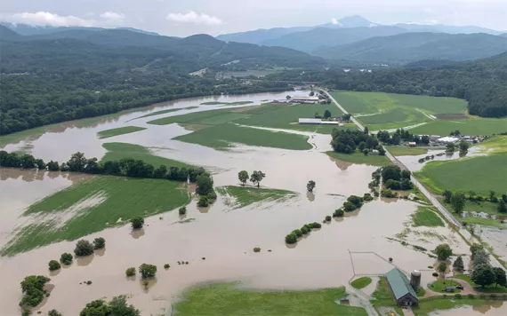  Vermont Underwater After Catastrophic Flooding in  Richmond, Vermont, United States on Jul 11, 2023 | Photo by U.S. Air National Guard/via AP