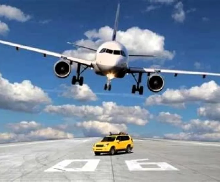 Plane and car
