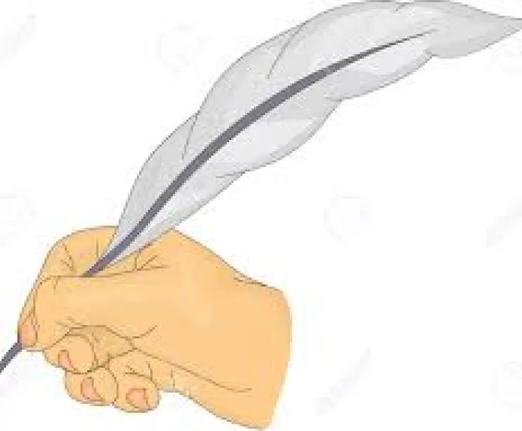 hand with quill pen