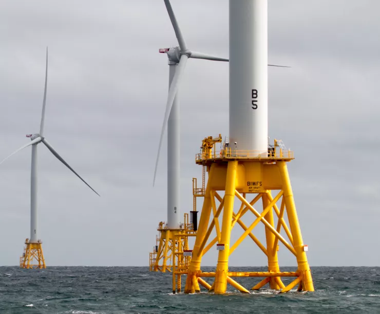 Graphic of offshore wind turbines in the ocean