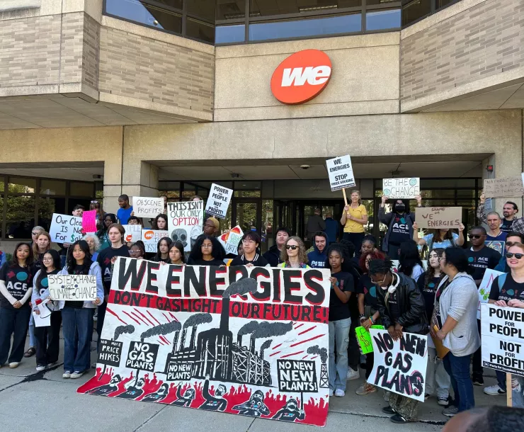 Protesters in front of We Energies