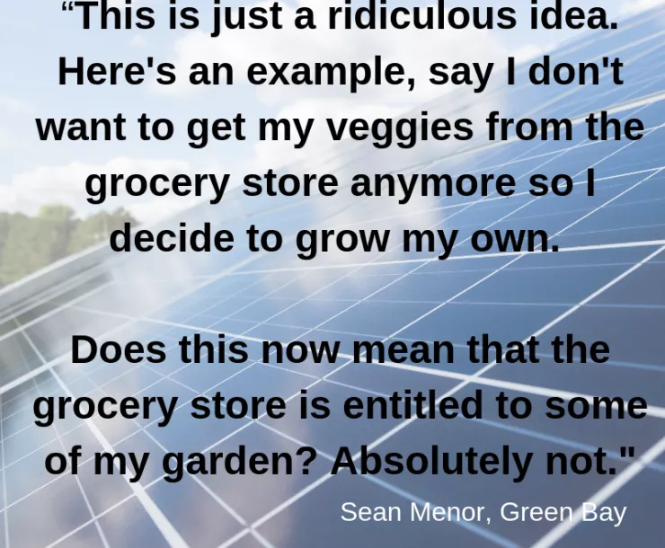 “This is just a ridiculous idea. Here's an example, say I don't want to get my veggies from the grocery store anymore so I decide to grow my own. Does this now mean that the grocery store is entitled to some of.png