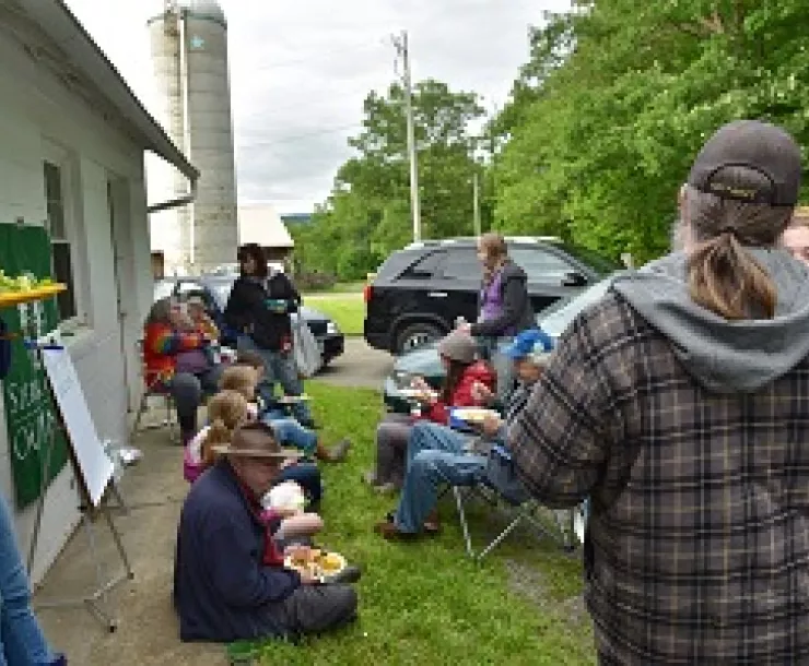 Cook out by milkhouse at Leaning Pine Farm  before tour by Jenna Linhart 6.6.18 web.jpg