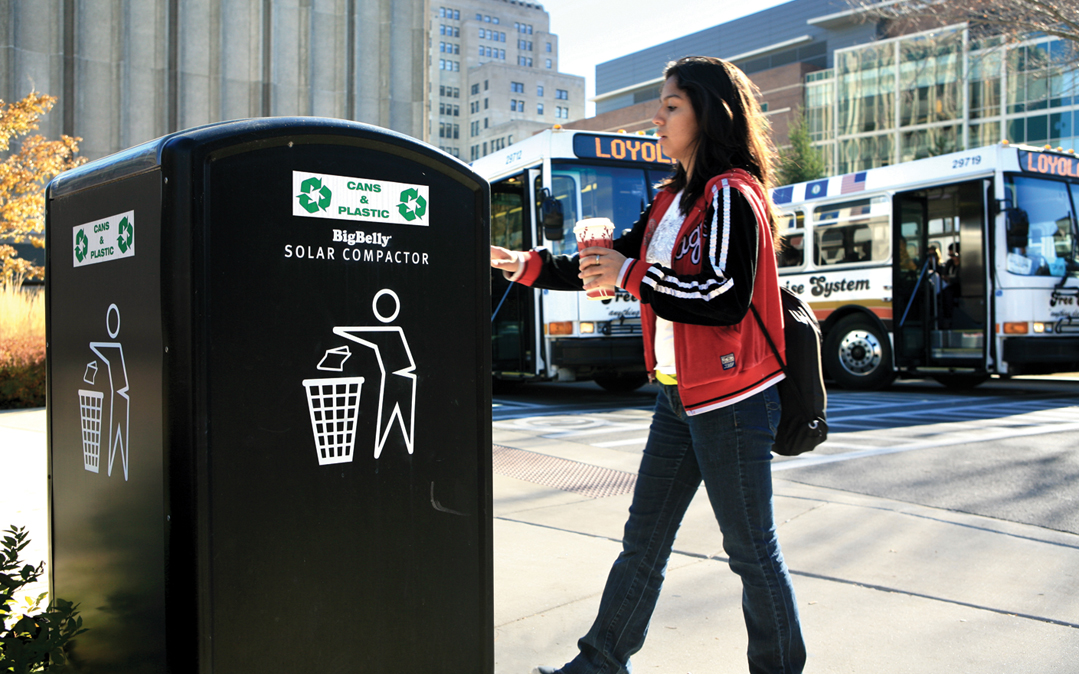Loyola University's main campus diverted over 50 percent of its waste for the first time in 2015-16, and its award-winning biodiesel program fuels campus shuttles.