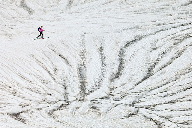 Skiing on summer crust is like 'waterskiing in a hurricane.'